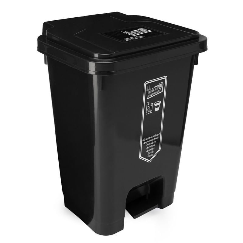 ENERGY PLUS - Caneca reciclaje grande 35L plástica papelera de pedal negra