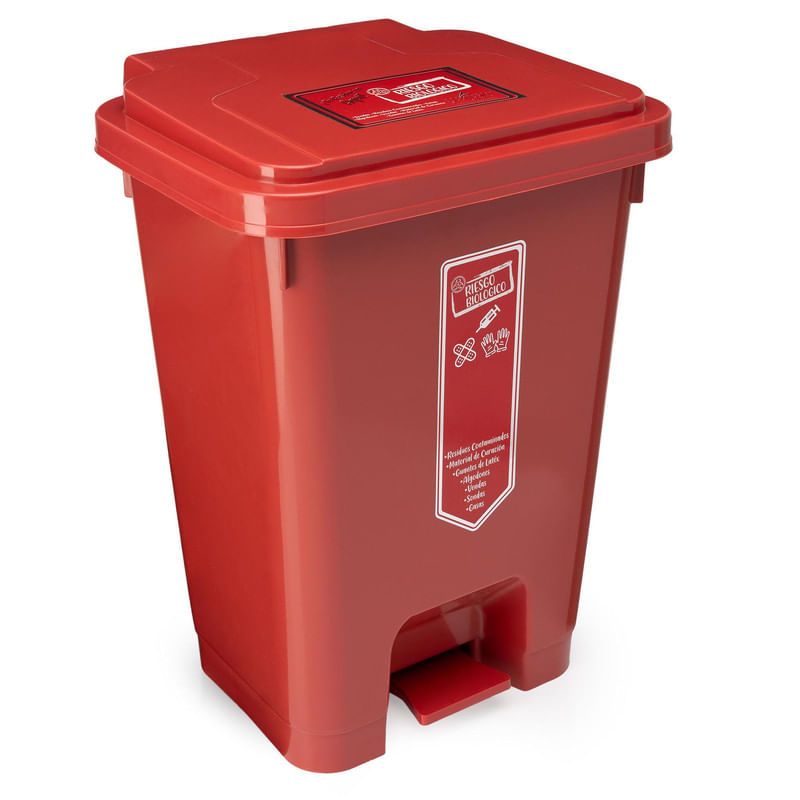 ENERGY PLUS - Caneca reciclaje grande 35L plástica papelera de pedal rojo