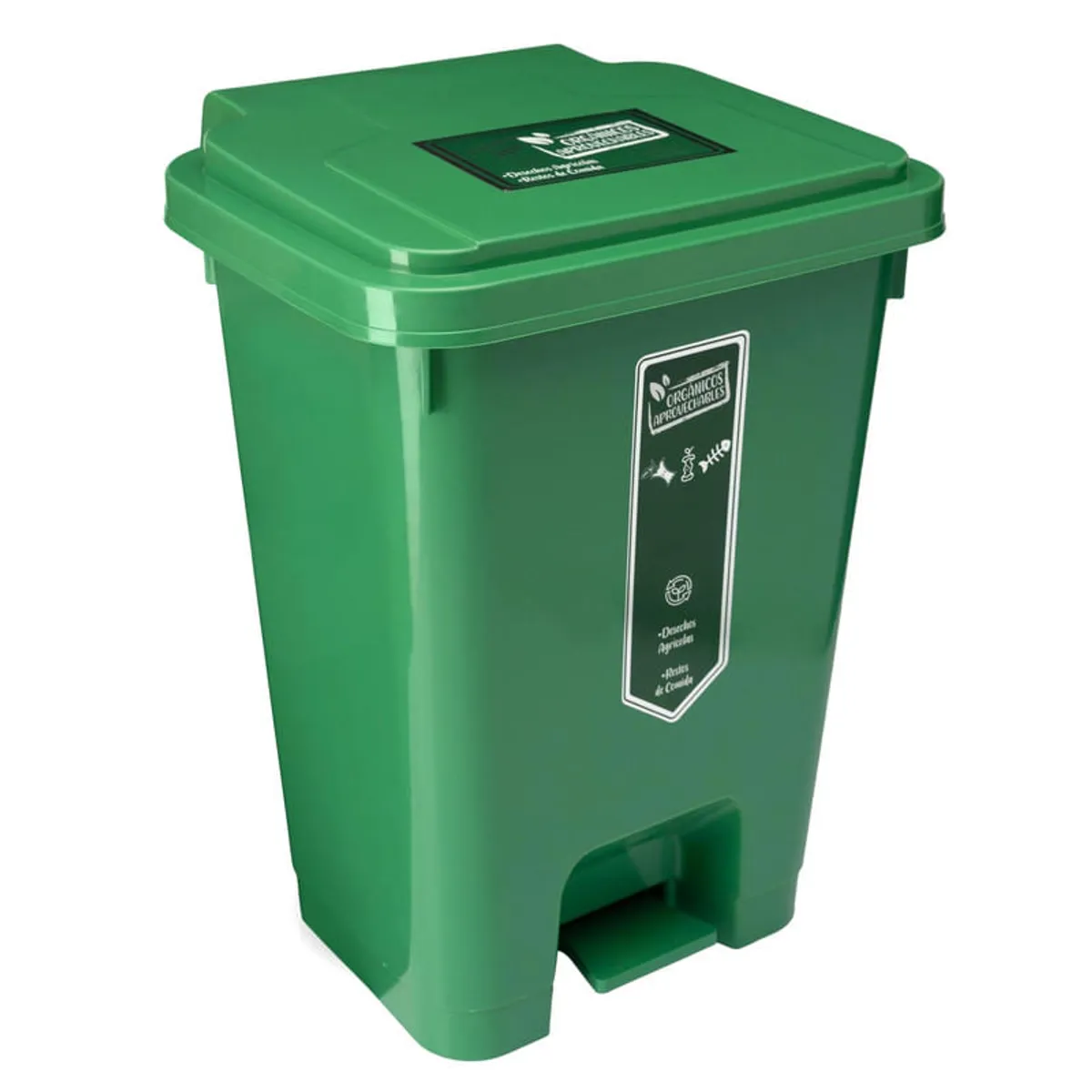 ENERGY PLUS - Caneca reciclaje 35L grande plástica papelera de pedal verde