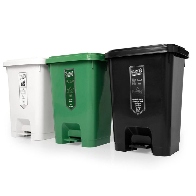 ENERGY PLUS - Punto ecológico con 3 canecas reciclaje con pedal grande 35L