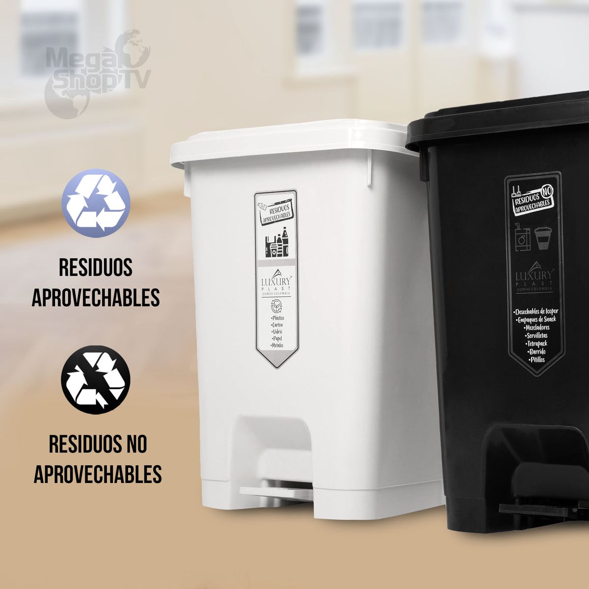 ENERGY PLUS - Punto ecológico con 2 canecas reciclaje con pedal grande 35L