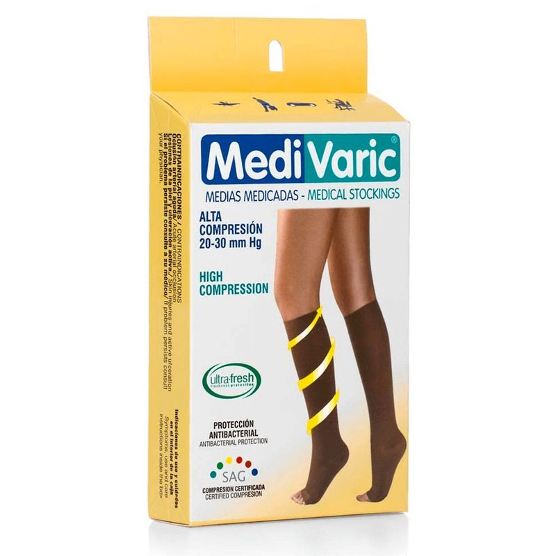 MEDIVARIC - Media Dama Rodilla 20-30 Mmhg Medivaric Opaca Dedos Libres