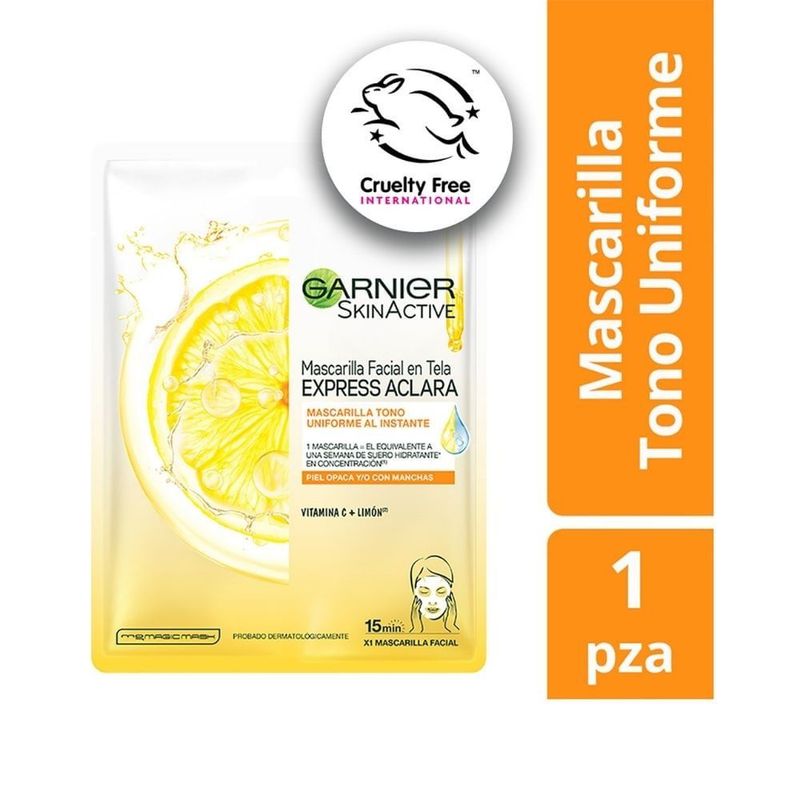 GARNIER - Mascarilla Garnier En Tela Express Aclara X 1und