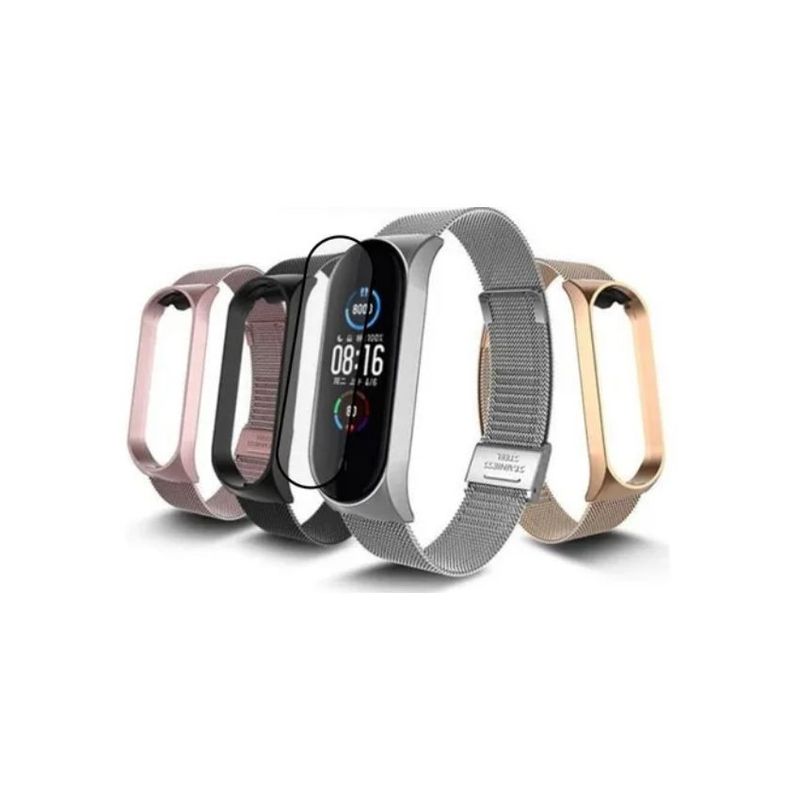 GENERICO - Correa metálica para xiaomi band 4-5-6  protector de pantalla