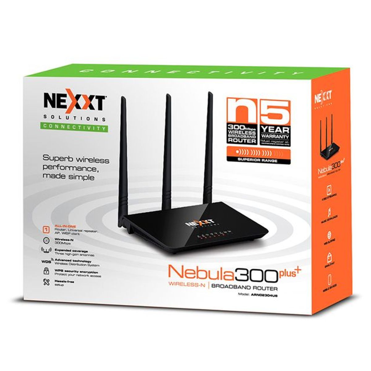 NEBULA - Router Nexxt Nebula 301plus 300mpbs 4antenas Ncr-n301 24ghz