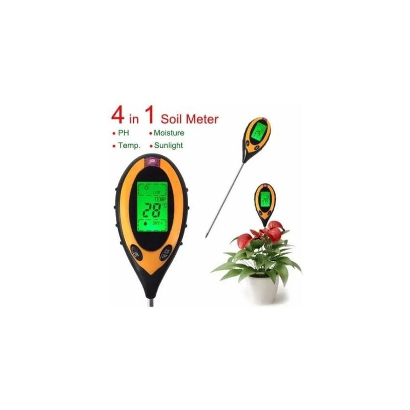 GENERICO - Medidor digital suelos 4 en 1 humedad, ph, temperatura y luz