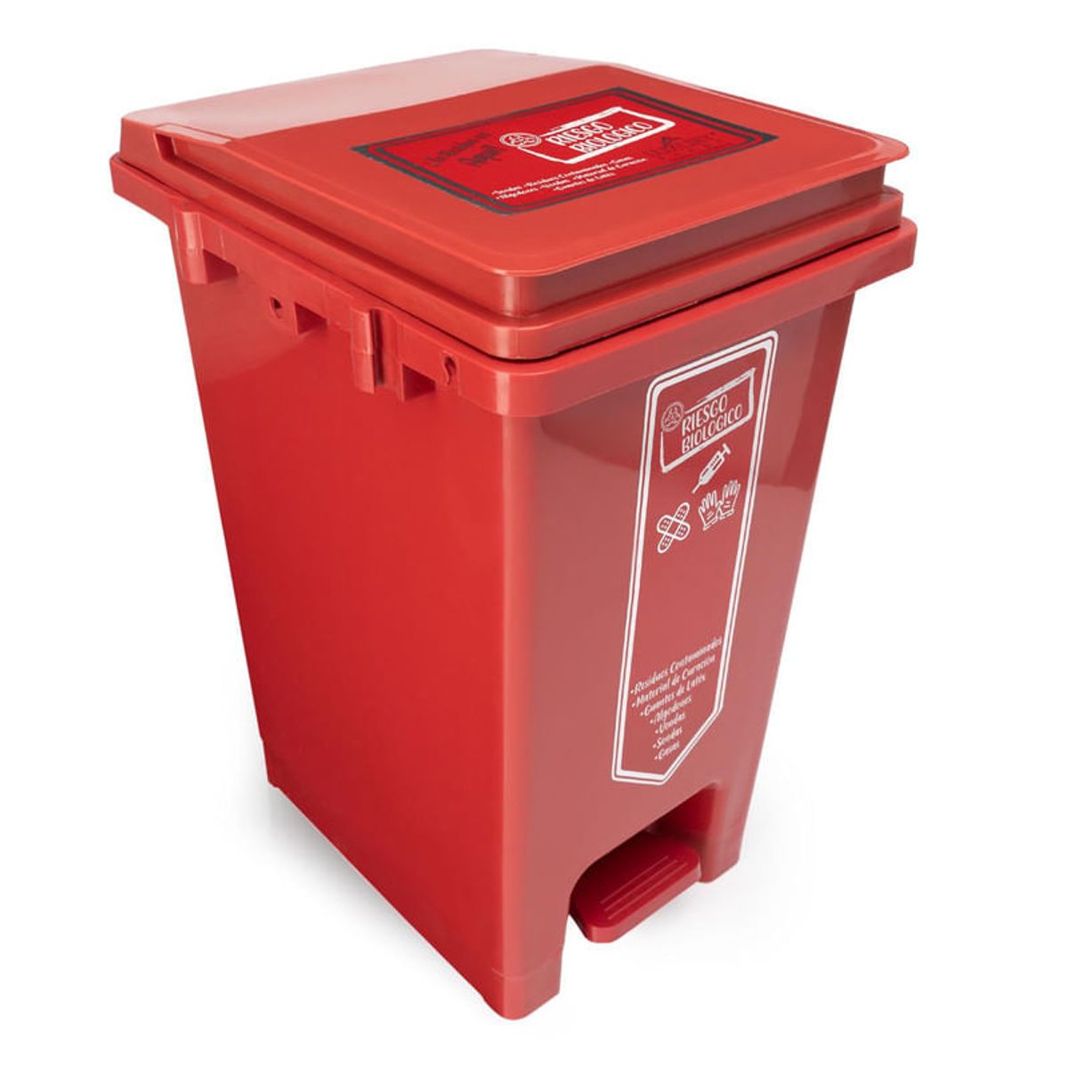 ENERGY PLUS - Caneca de reciclaje 20L con auto enganche plástica roja pedal