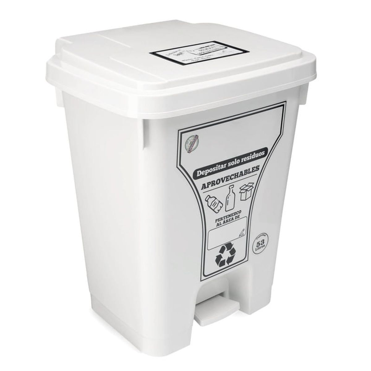ENERGY PLUS - Caneca reciclaje grande 53L plástica papelera blanca