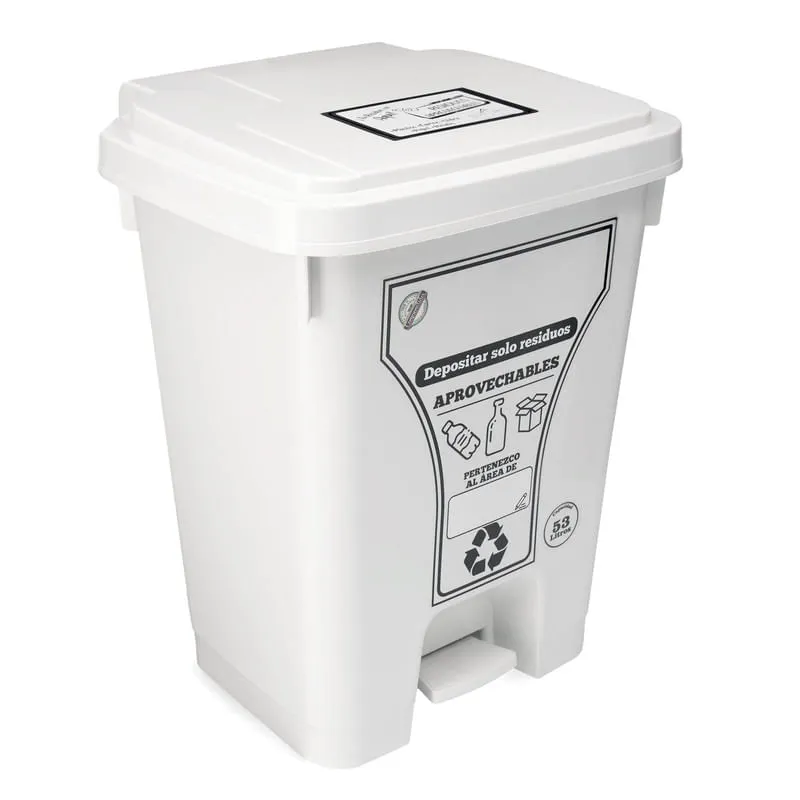 ENERGY PLUS - Caneca reciclaje grande 53L plástica papelera blanca