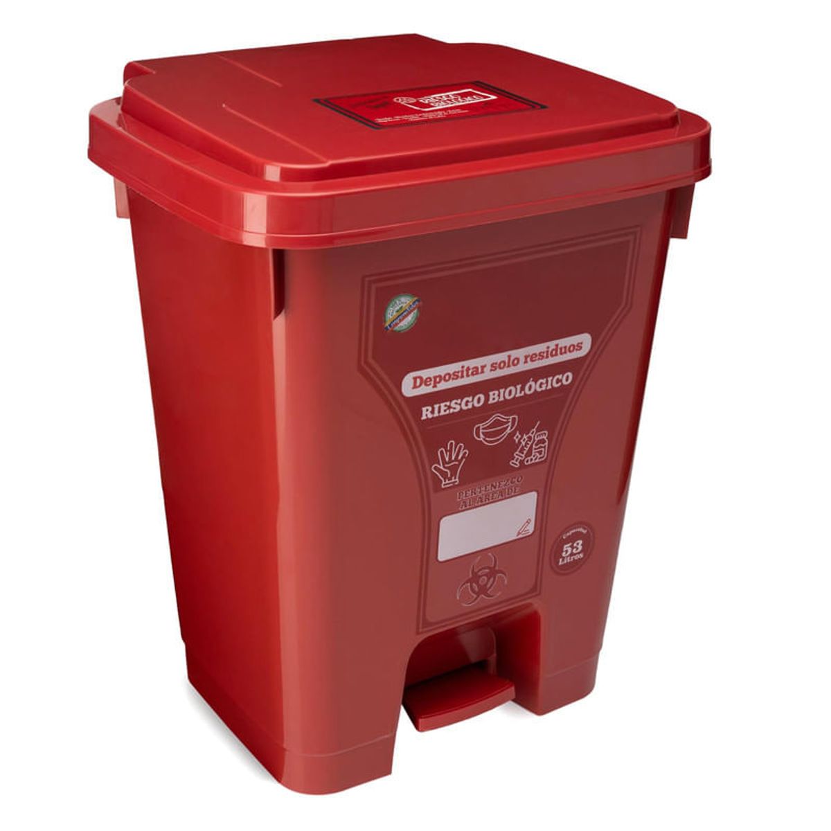 ENERGY PLUS - Caneca reciclaje grande 53L plástica papelera de pedal rojo