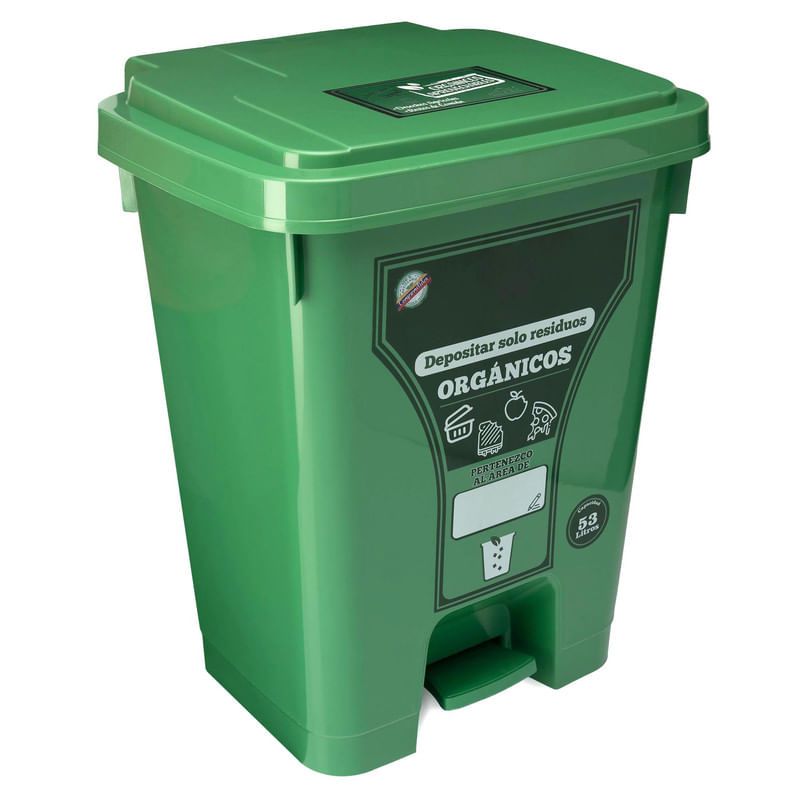 ENERGY PLUS - Caneca reciclaje grande 53L plástica papelera de pedal verde