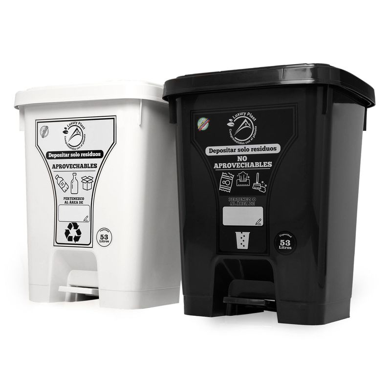 ENERGY PLUS - Punto ecológico con 2 canecas reciclaje con pedal grande 53L