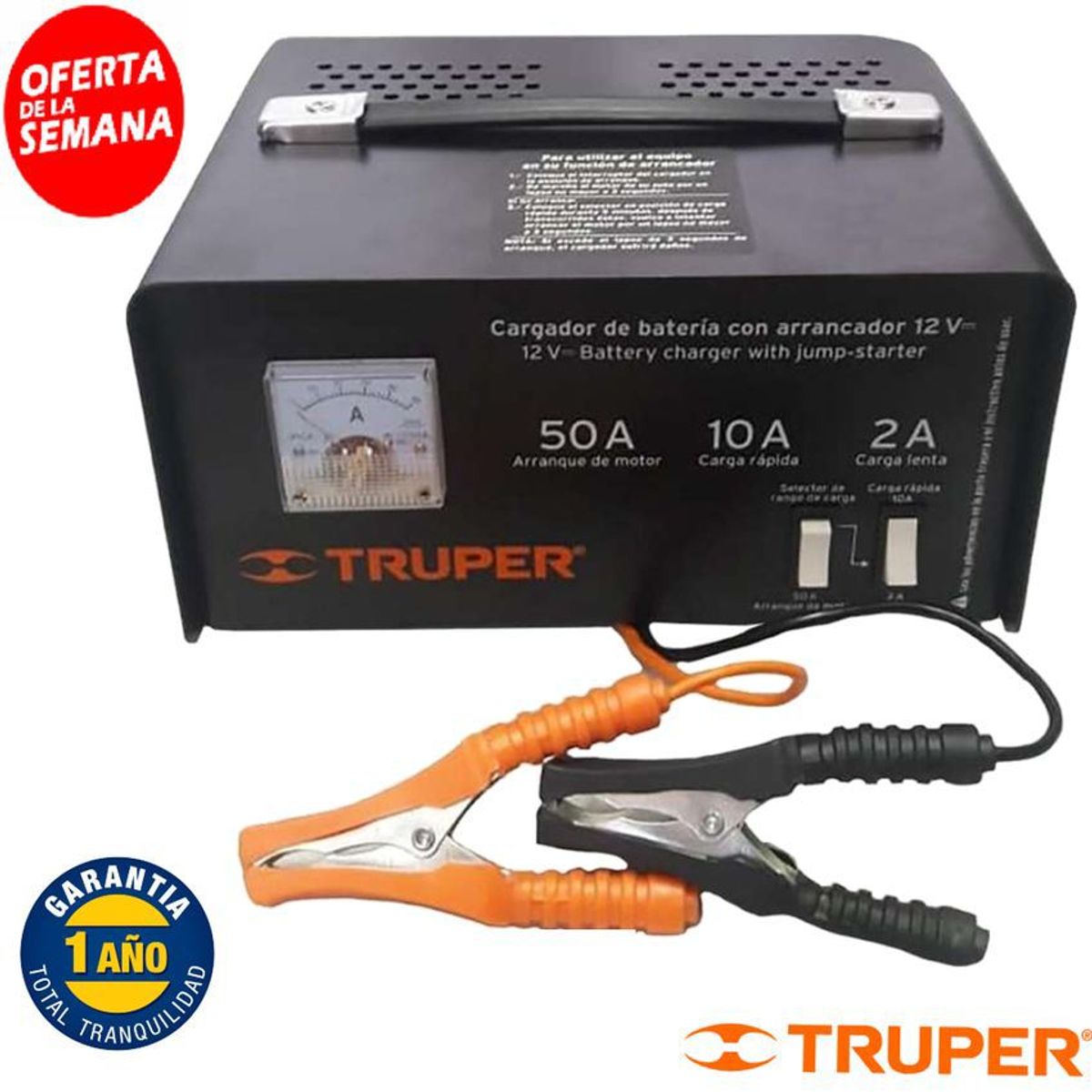TRUPER - Cargador de baterias con arrancador truper 50 amp 12 vol.