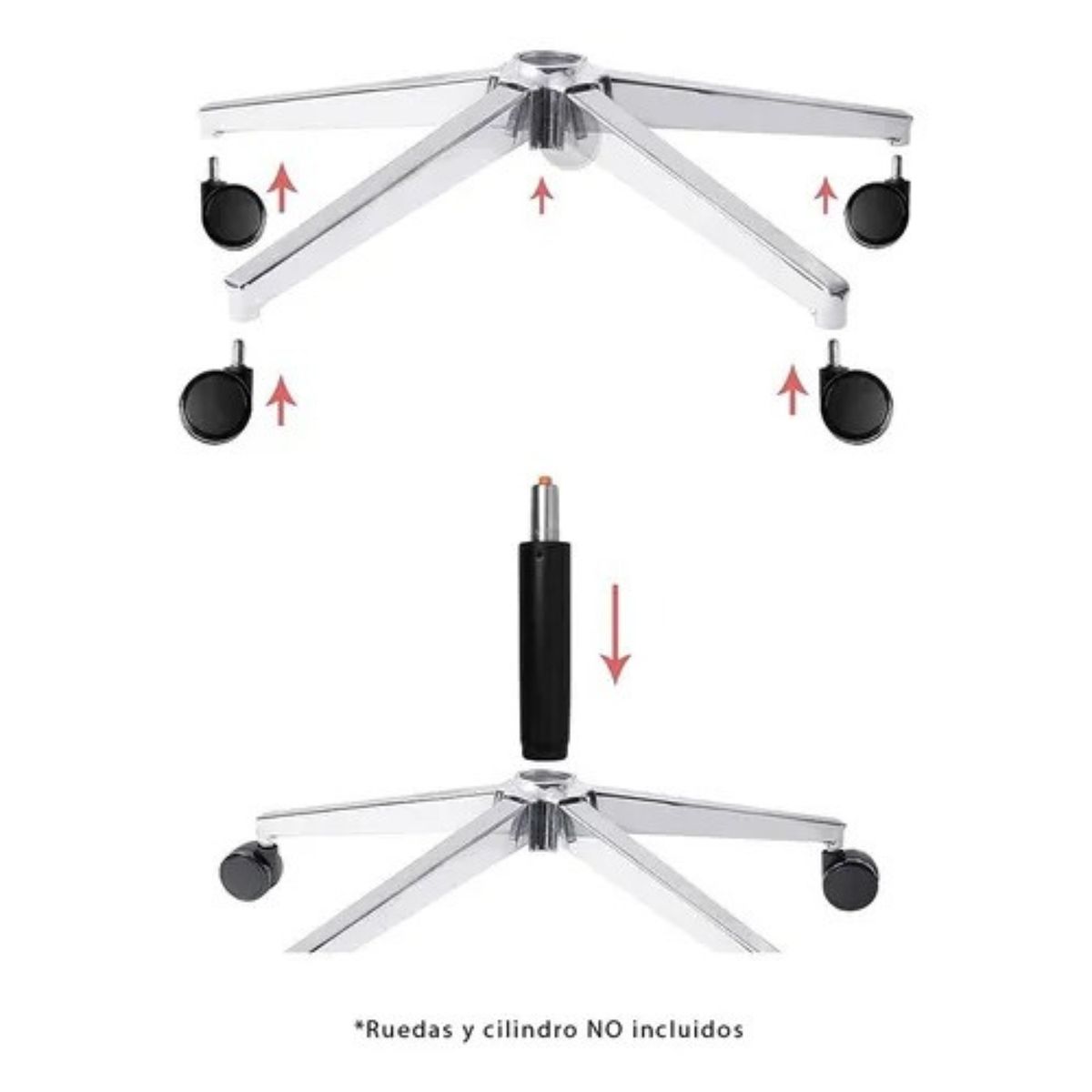 GENERICO - Base Araña Cromada de 5 aspas para silla oficina