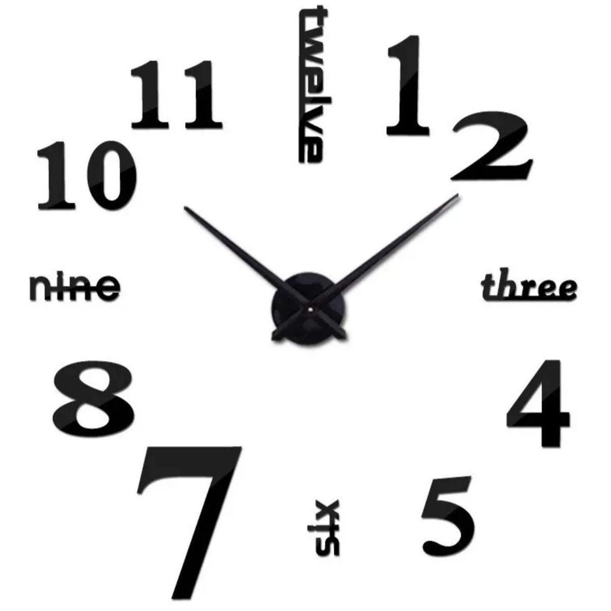 AMERICO SHOP - Reloj de Pared 3D Moderno Decorativo Para Hogar Negro Ingles
