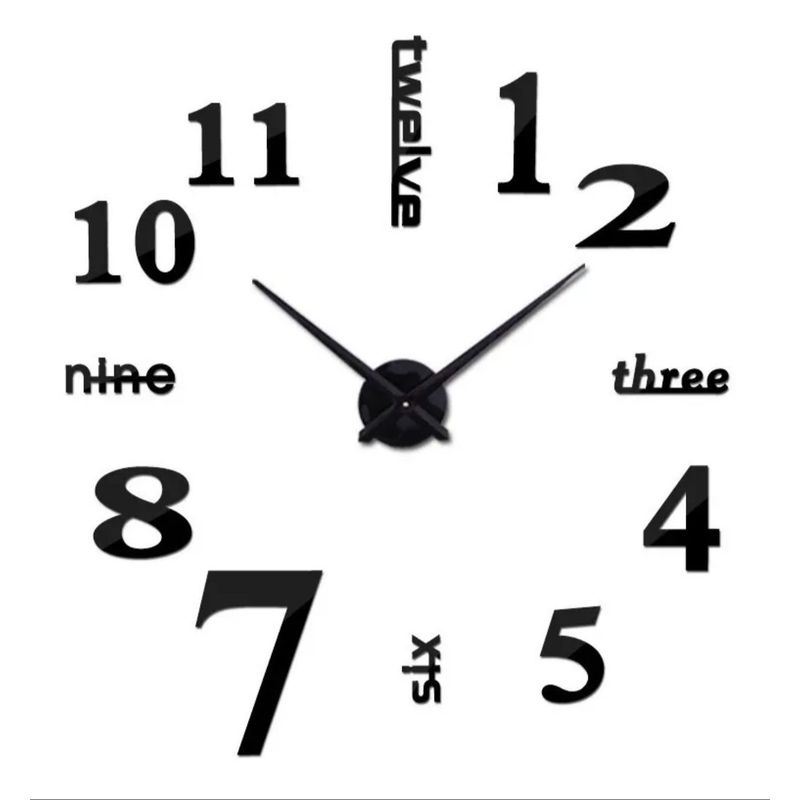 AMERICO SHOP - Reloj de Pared 3D Moderno Decorativo Para Hogar Negro Ingles