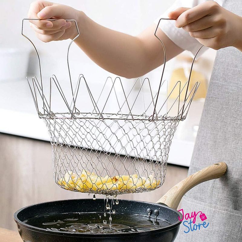 JAYSTORE - Escurridor Plegable De Aceite Acero Inoxidable Colador Malla