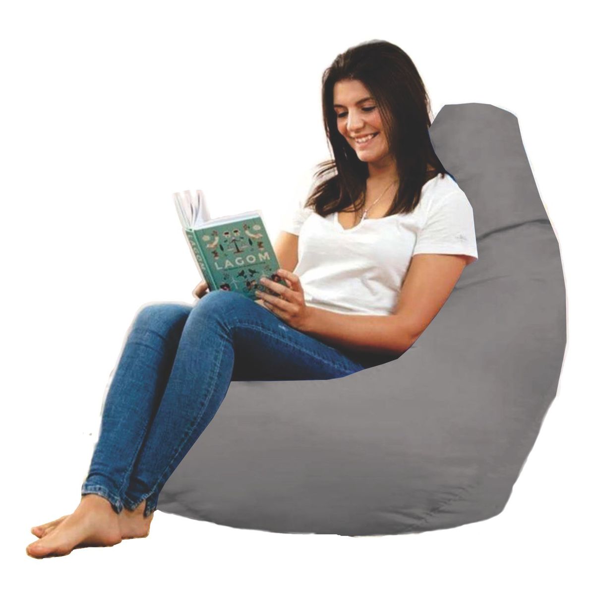 DORMIPUFF - Puff Silla Pera Adulto dormipuff Gris Lona Impermeable