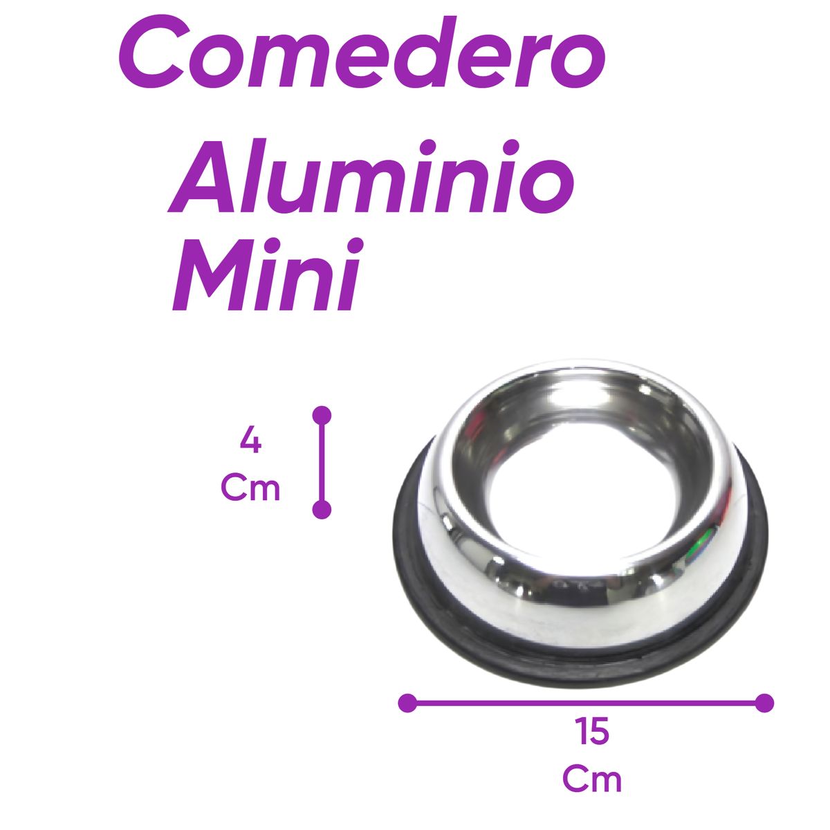 HALLY PET - Comedero Aluminio Mini D. 15 A 4 Cm