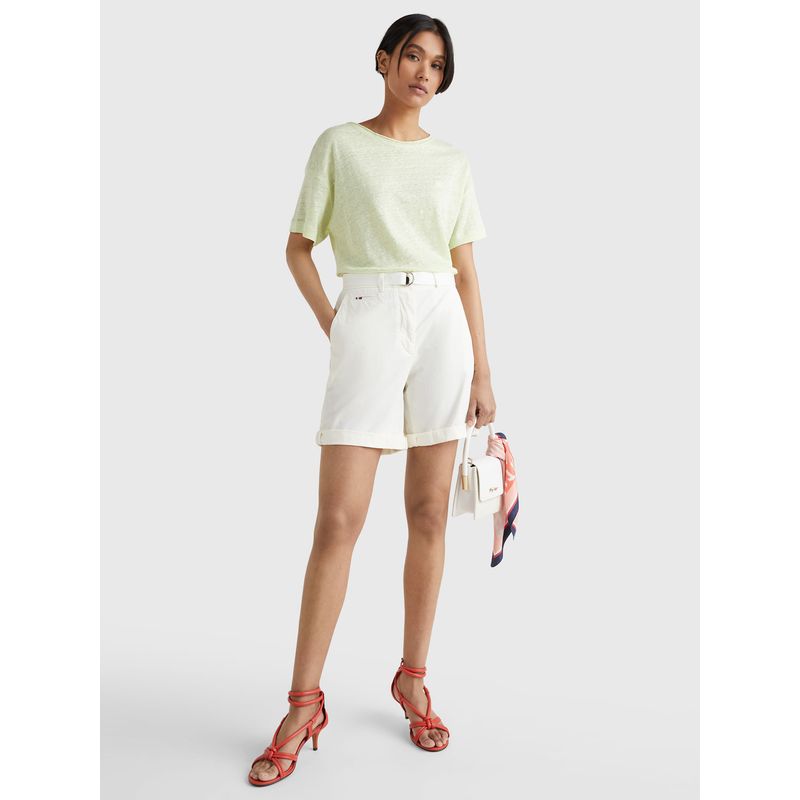 TOMMY HILFIGER - Pantalón Chino Corto Con Cinturón Mujer Rosa Tommy Hilfiger