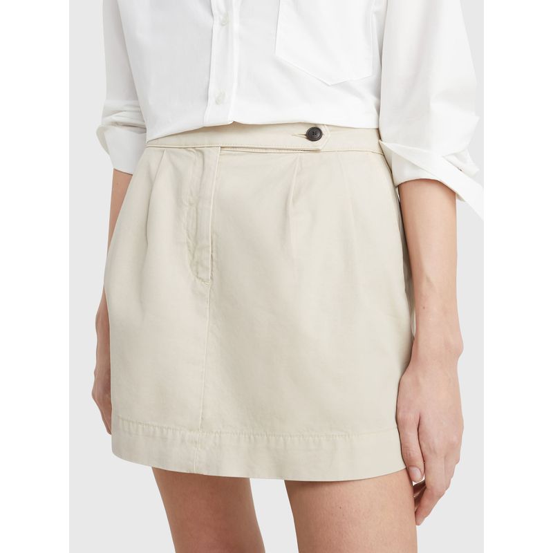 TOMMY HILFIGER - Minifalda Con Pinzas Mujer Beige Tommy Hilfiger