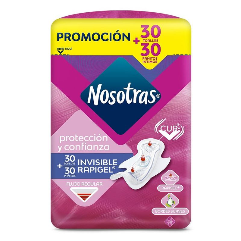 NOSOTRAS - Oferta Toallas Higienicas Nosotras Invisible Rapigel X 30und