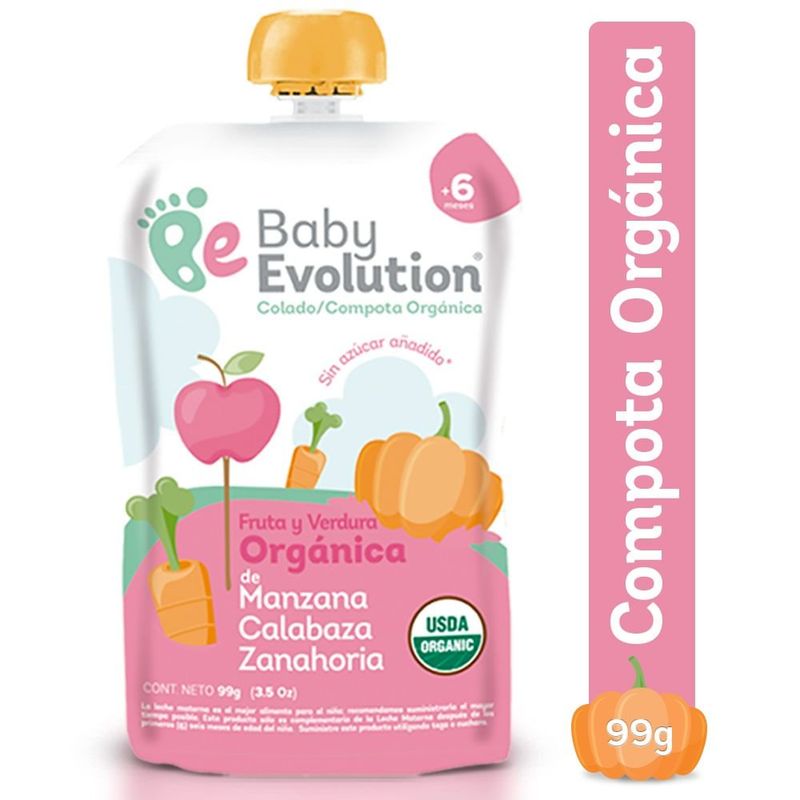 BABY EVOLUTION - Compota Baby Evolution Manzana Calabaza Zanahoria X 99gr