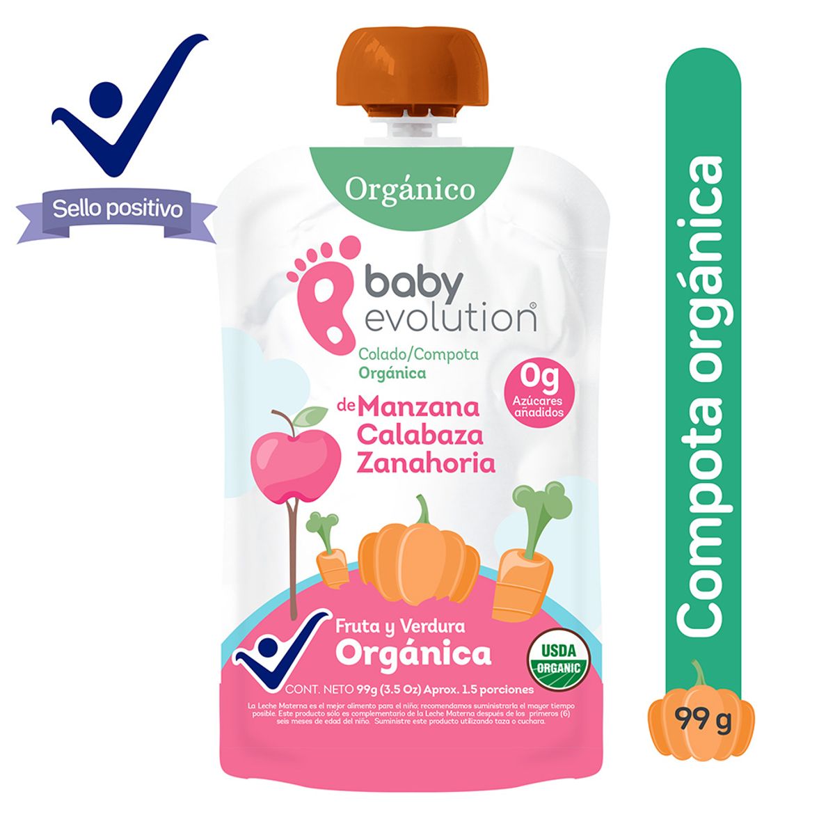 BABY EVOLUTION - Compota Baby Evolution Manzana Calabaza Zanahoria X 99gr