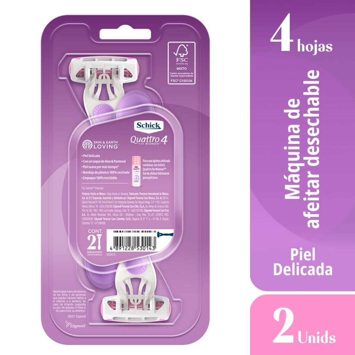 SCHICK - Maquina Afeitar Schick Quattro Women Desechable X 2und