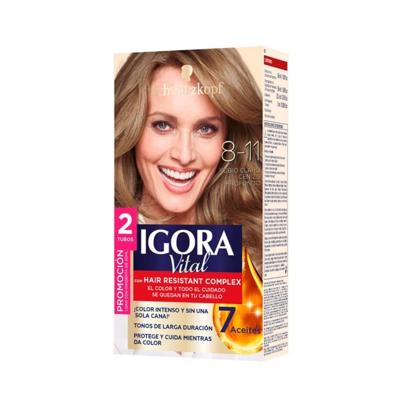 IGORA - Tinte Igora Vital Permanente 8-11 Rubio Claro Cenizo Profund