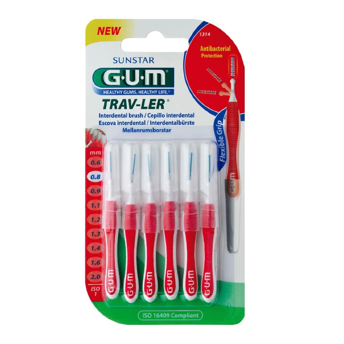 GUM - Cepillo Interdental Gum Trav-ler 1314 0.8mm X 6und