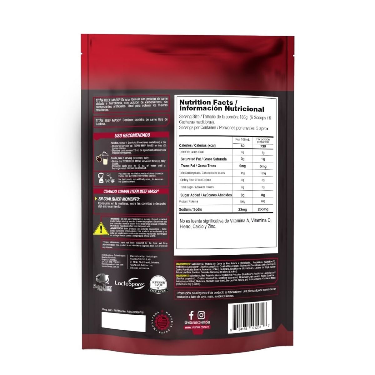 VITANAS - Titan Beef Mass Vainilla X 908g