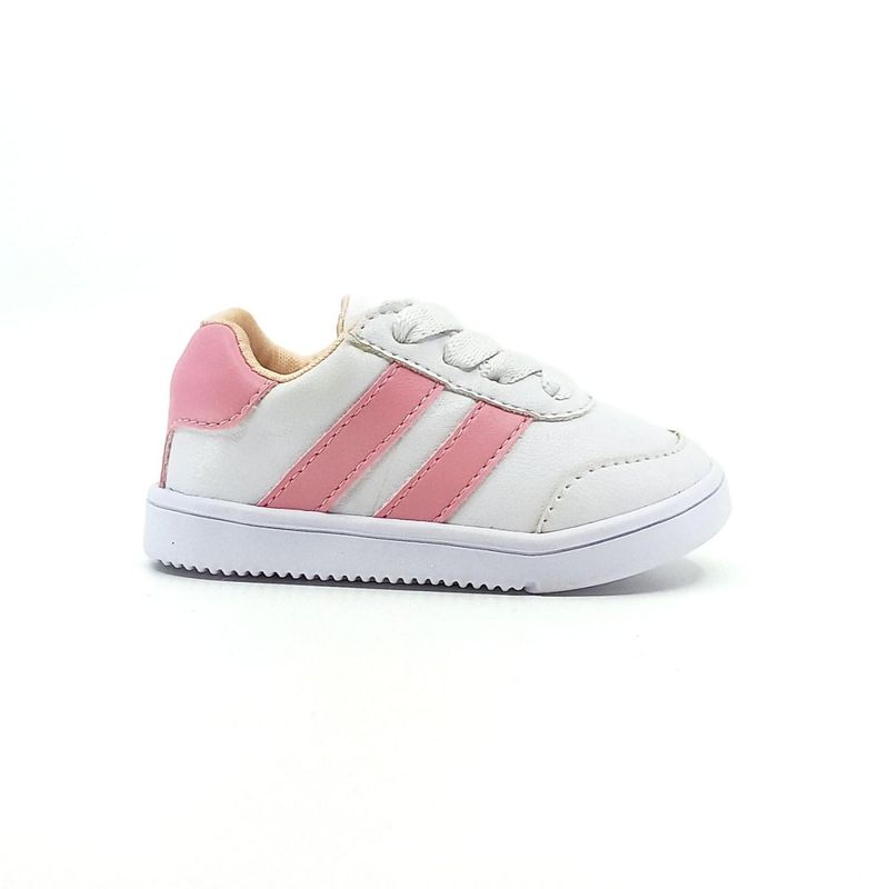 PAPOS - Zapatos Lara Blanco y Rosado Cordones - Crema