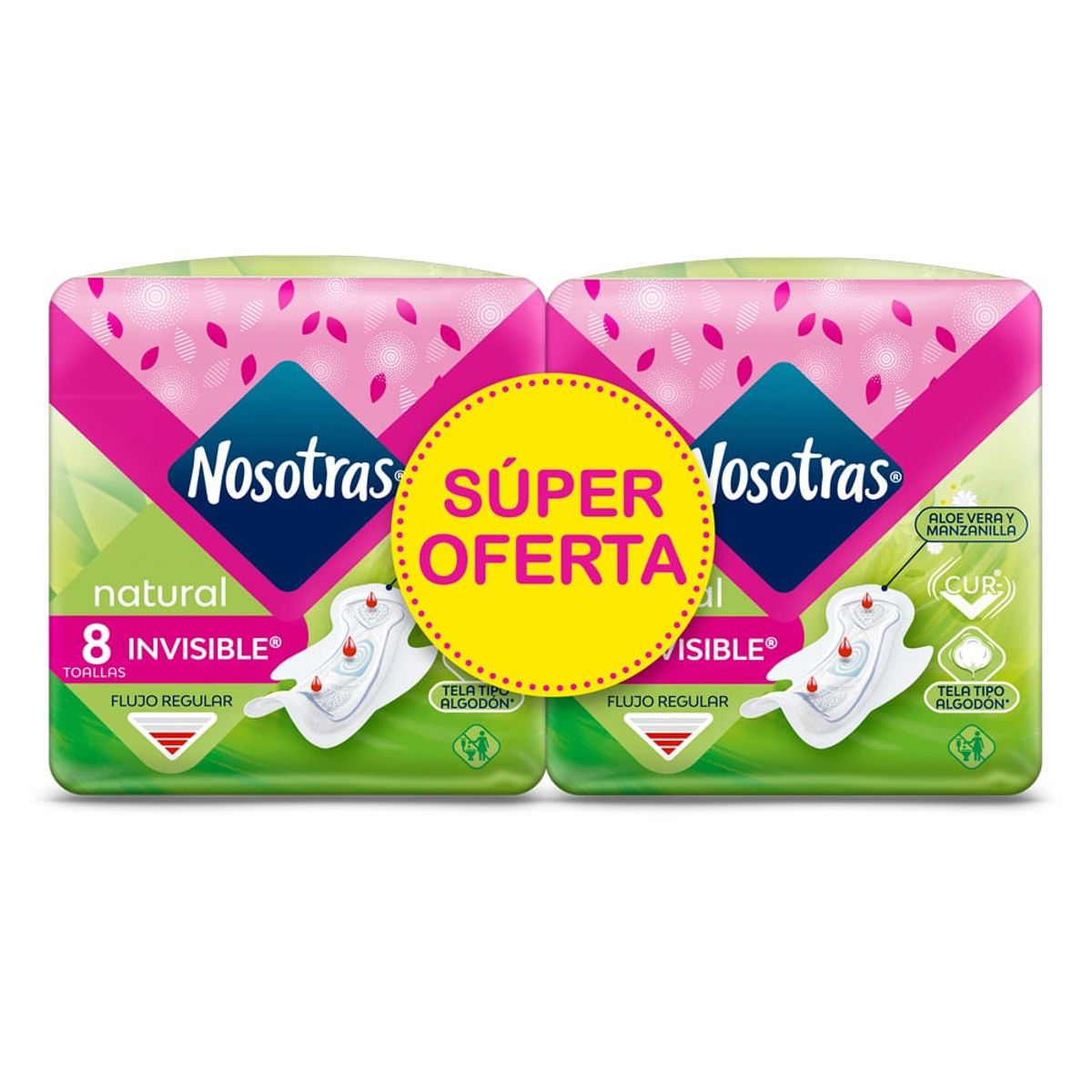 NOSOTRAS - Oferta Toallas Higienicas Nosotras Natural Invisible Tela 2