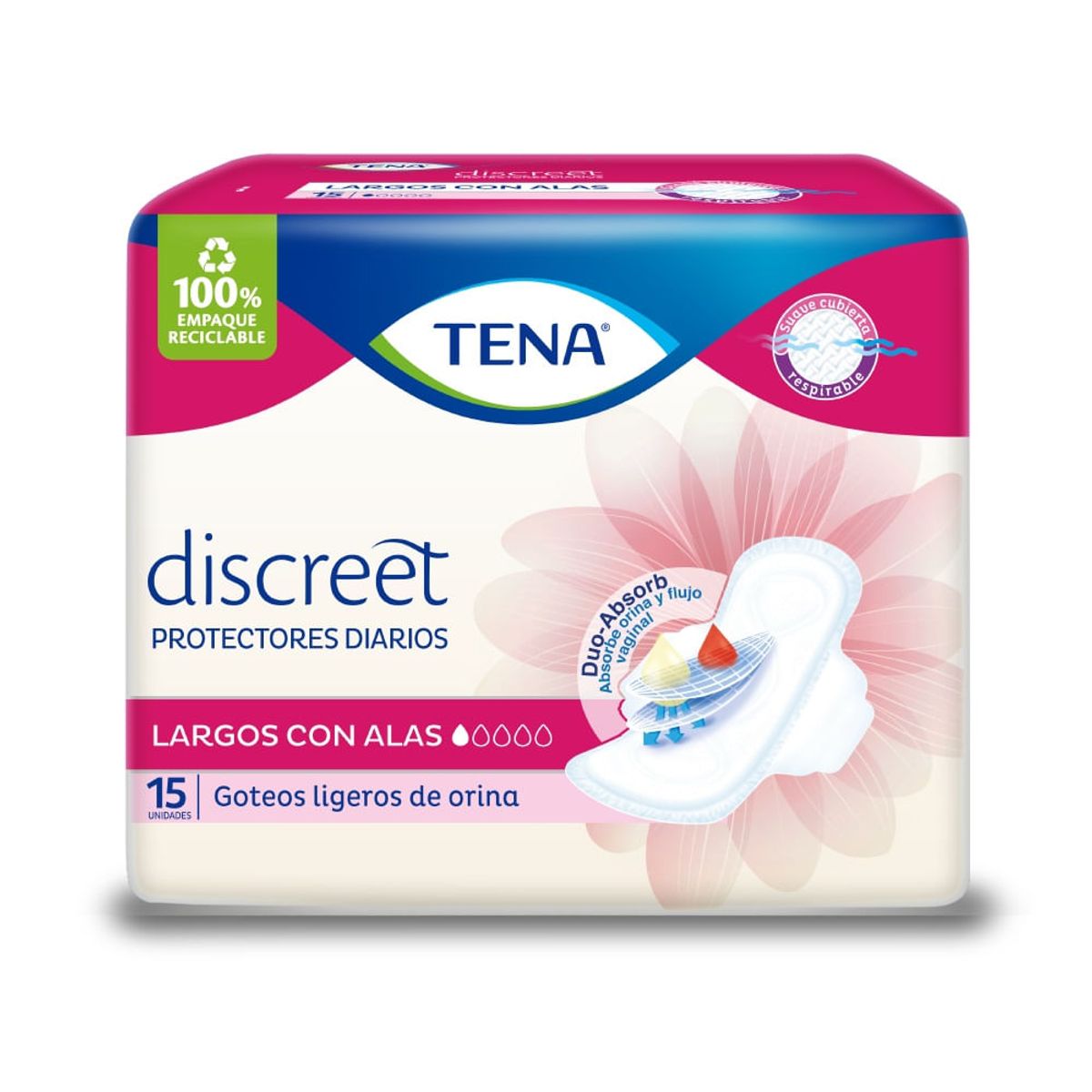 TENA - Protectores Diarios Tena Discreet Largo Alas X 15und