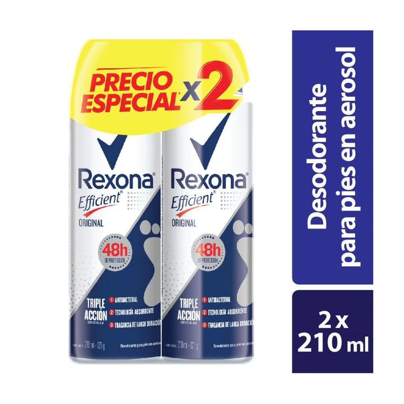 REXONA - Oferta Desodorante Pies Rexona Efficient X 210ml X 2und.---