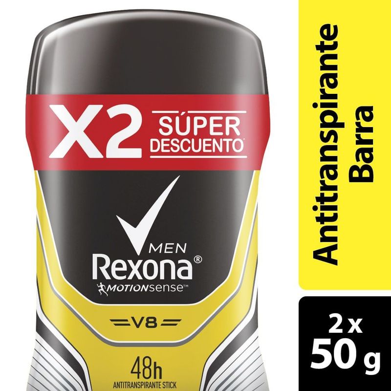 REXONA - Oferta Desodorante Rexona V8 Men Barra X 2und X 50g.---