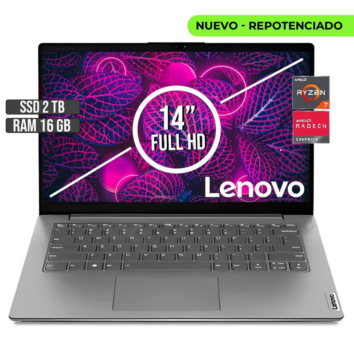 LENOVO - Portátil Lenovo AMD Ryzen 7 5825U 16GB RAM 2TB SSD 14" FHD