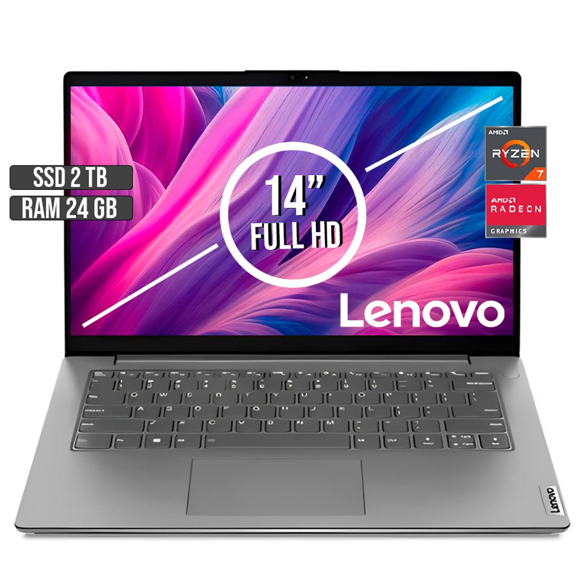 LENOVO - LENOVO V14 AMD RYZEN 7-5825U SSD 2TB RAM 24GB LED 14 FULL HD