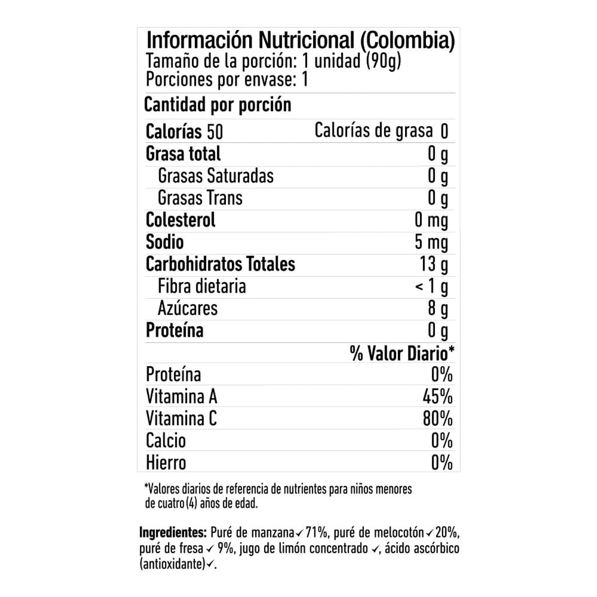 MAH - Compota Organico Frutty Melocoton Fresa Manzana Mah! X 90g