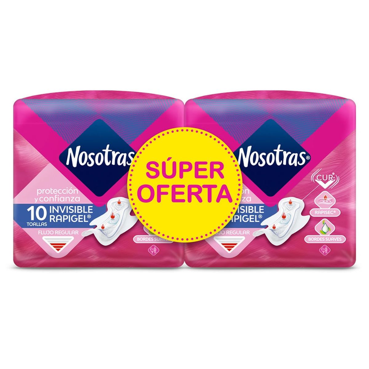NOSOTRAS - Oferta Toallas Higienicas Nosotras Invisible Rapigel 2 X 10u
