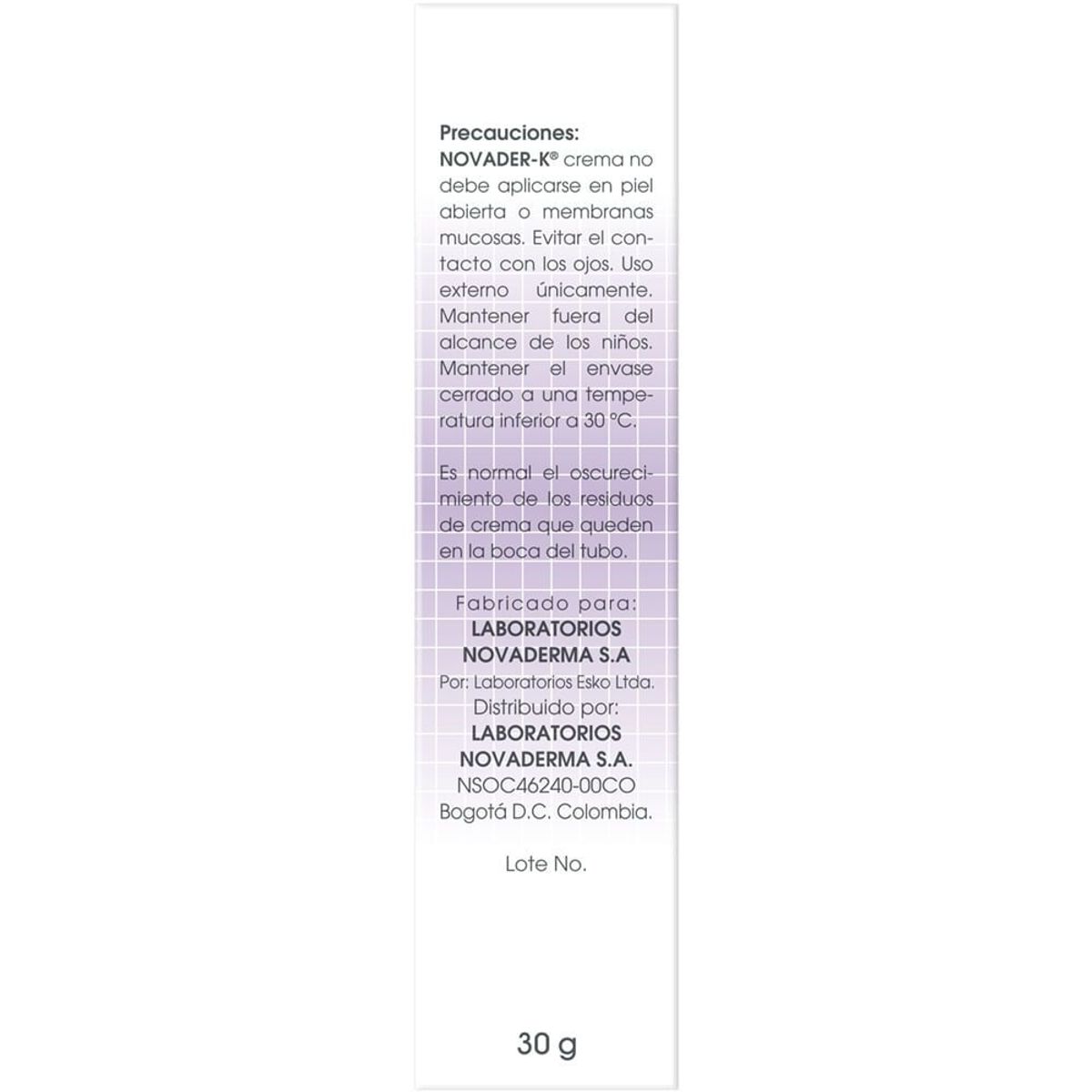 NOVADERMA - Crema Clarificante Novader-k Vit K X 30g