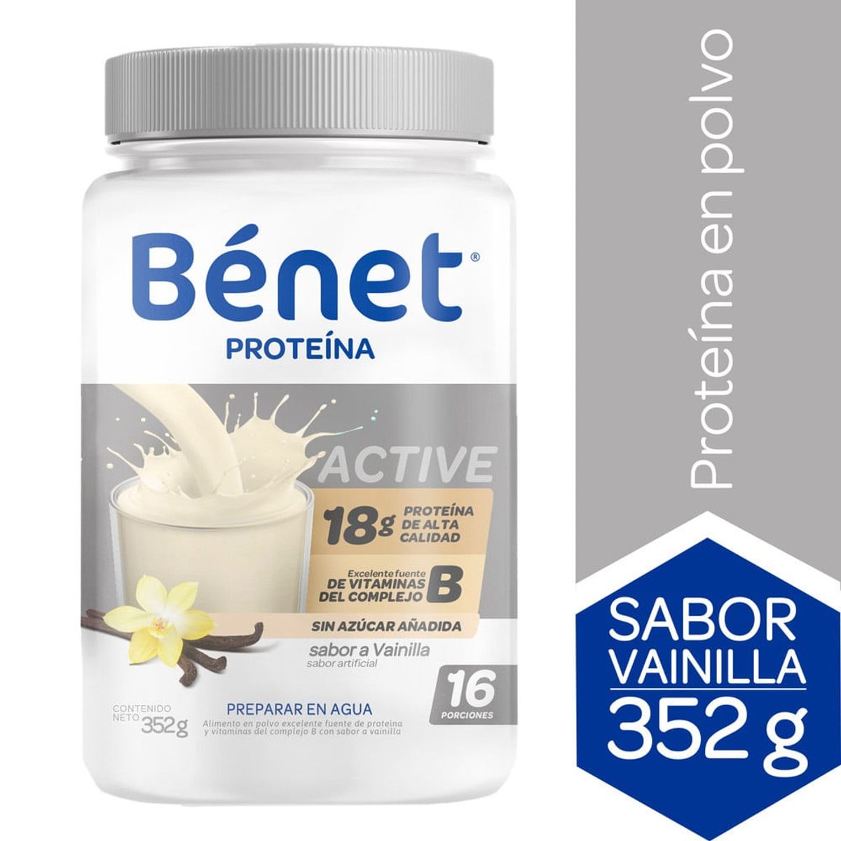 BENET - Proteina Benet Polvo Vainilla Sin Azucar X 352g