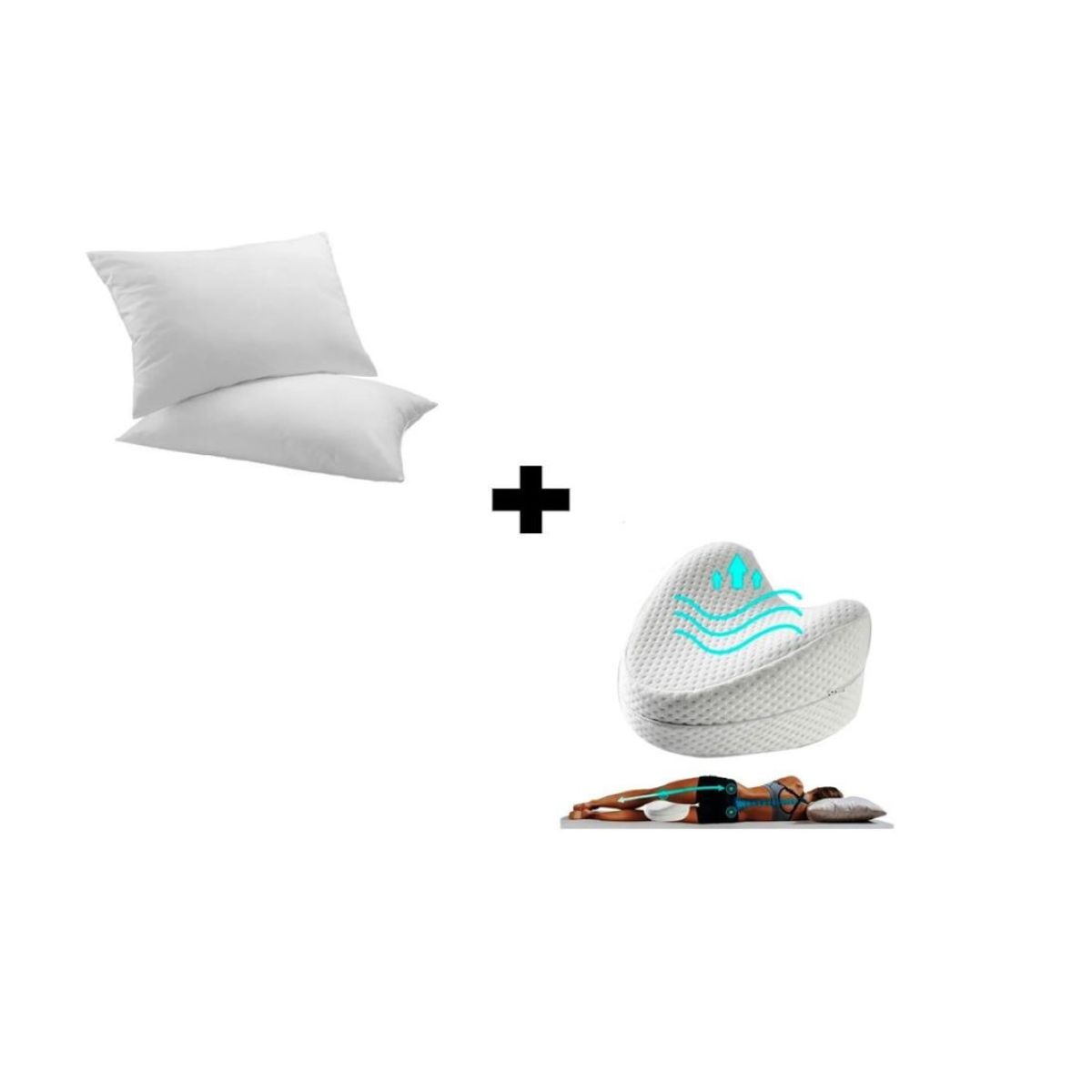 GENERICO - Almohadas En Fibra Siliconada X 2 Mas Cojin Almohada Pierna.