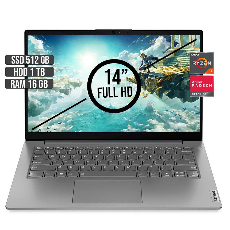 LENOVO - LENOVO V14 AMD RYZEN 7-5825U SSD 512GB + HDD 1TB RAM 16GB LED 14 FULL HD