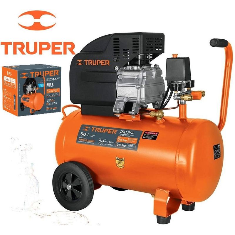 TRUPER - Compresor de aire 50 lts  3 1/2 hp marca truper uso profesional