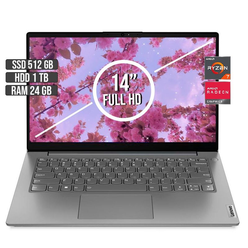 LENOVO - LENOVO V14 AMD RYZEN 7-5825U SSD 512GB + HDD 1TB RAM 24GB LED 14 FULL HD