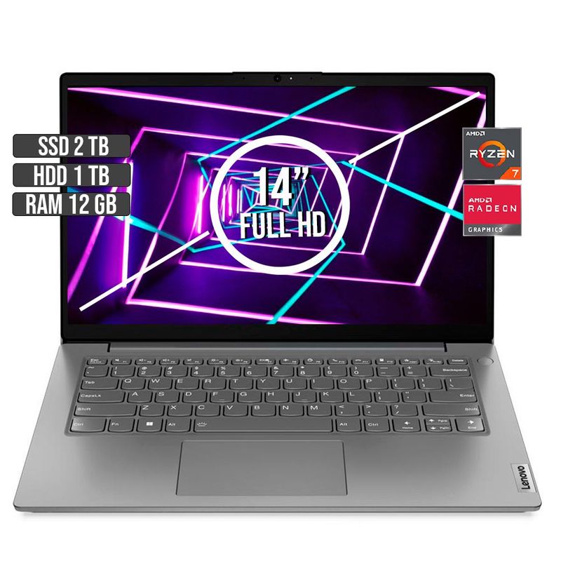 LENOVO - LENOVO V14 AMD RYZEN 7-5825U SSD 2TB + HDD 1TB RAM 12GB LED 14 FULL HD