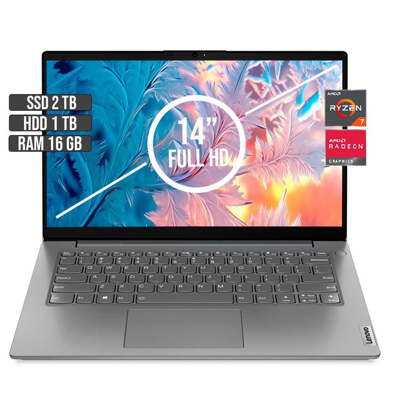 LENOVO - LENOVO V14 AMD RYZEN 7-5825U SSD 2TB + HDD 1TB RAM 16GB LED 14 FULL HD