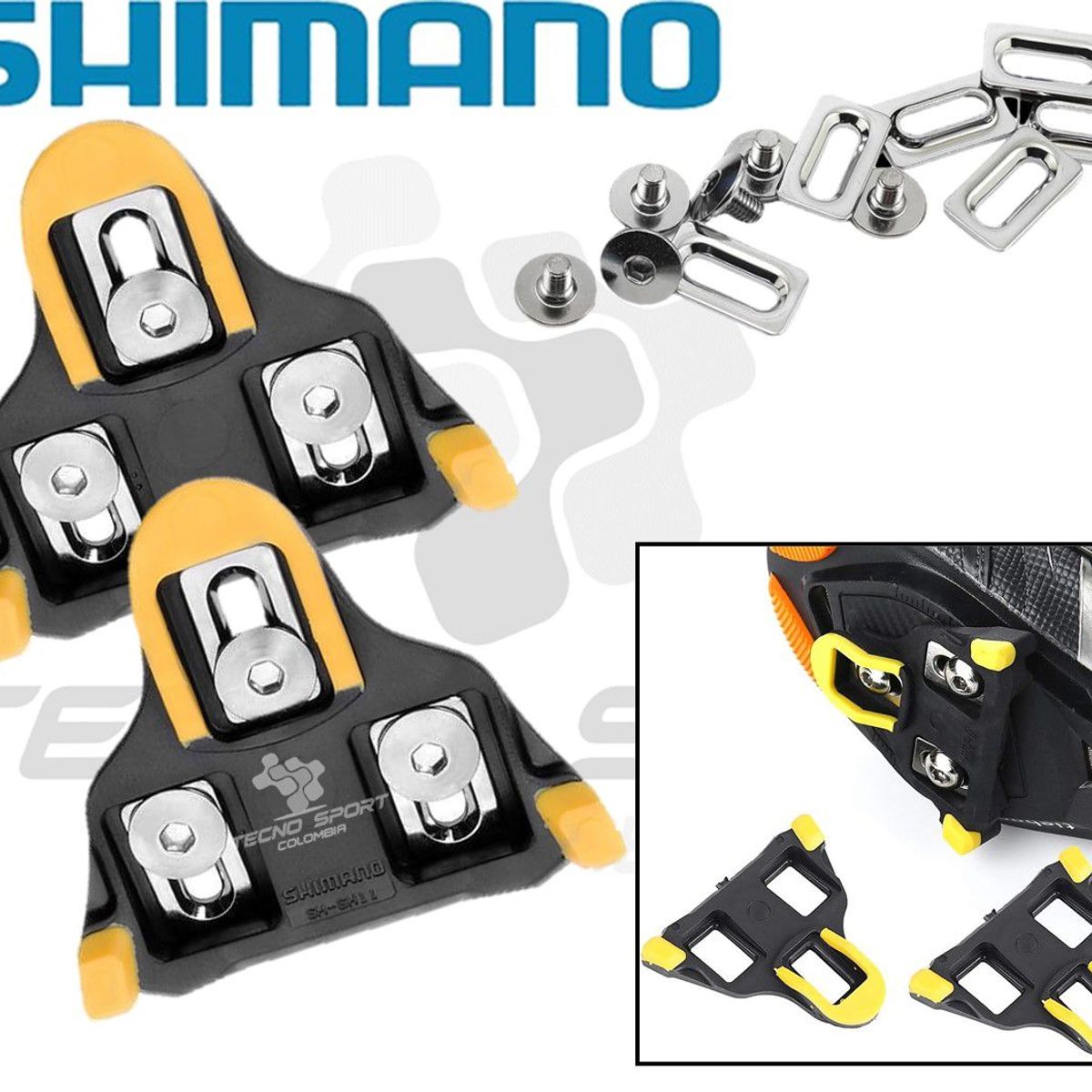 SHIMANO - Calas Chocles Shimano Sh11 Spd Trabas Amarillo Pedal Ruta 6°